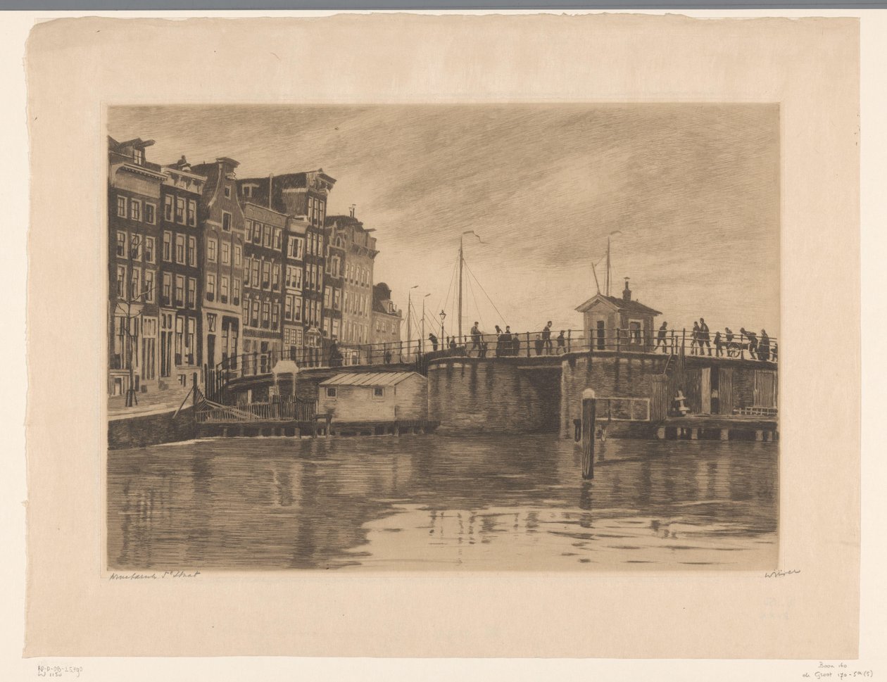 View of the Kraansluis in Amsterdam by Willem Witsen (signed by artist)