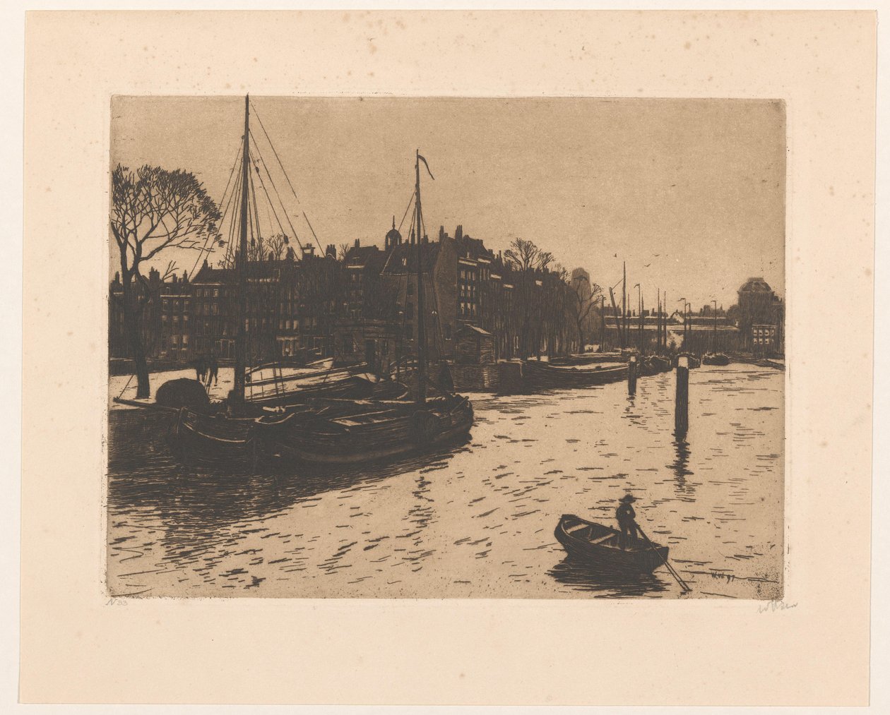 View of the Leuvehaven in Rotterdam by Willem Witsen (signed by artist)