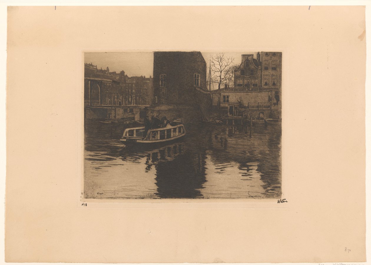 View of the Montelbaanstoren in Amsterdam by Willem Witsen (signed by artist)