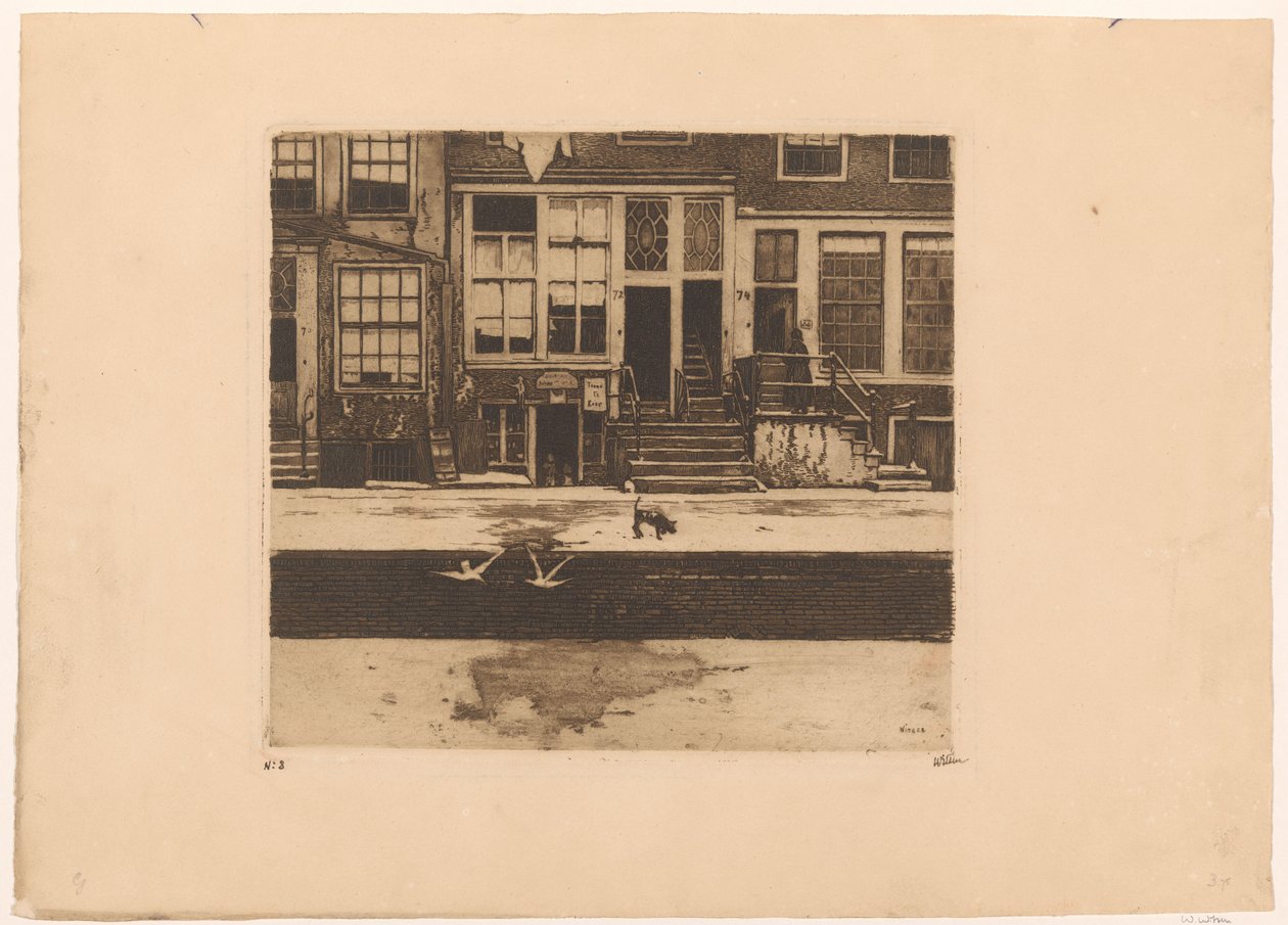 View of Canal Houses in Amsterdam by Willem Witsen (signed by artist)