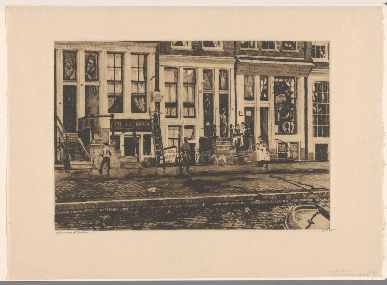 View of Houses on the Oude Waal in Amsterdam by Willem Witsen (signed by artist)