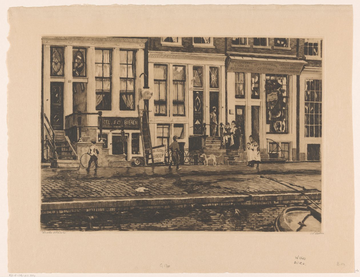 View of Houses on the Oude Waal in Amsterdam by Willem Witsen (signed by artist)