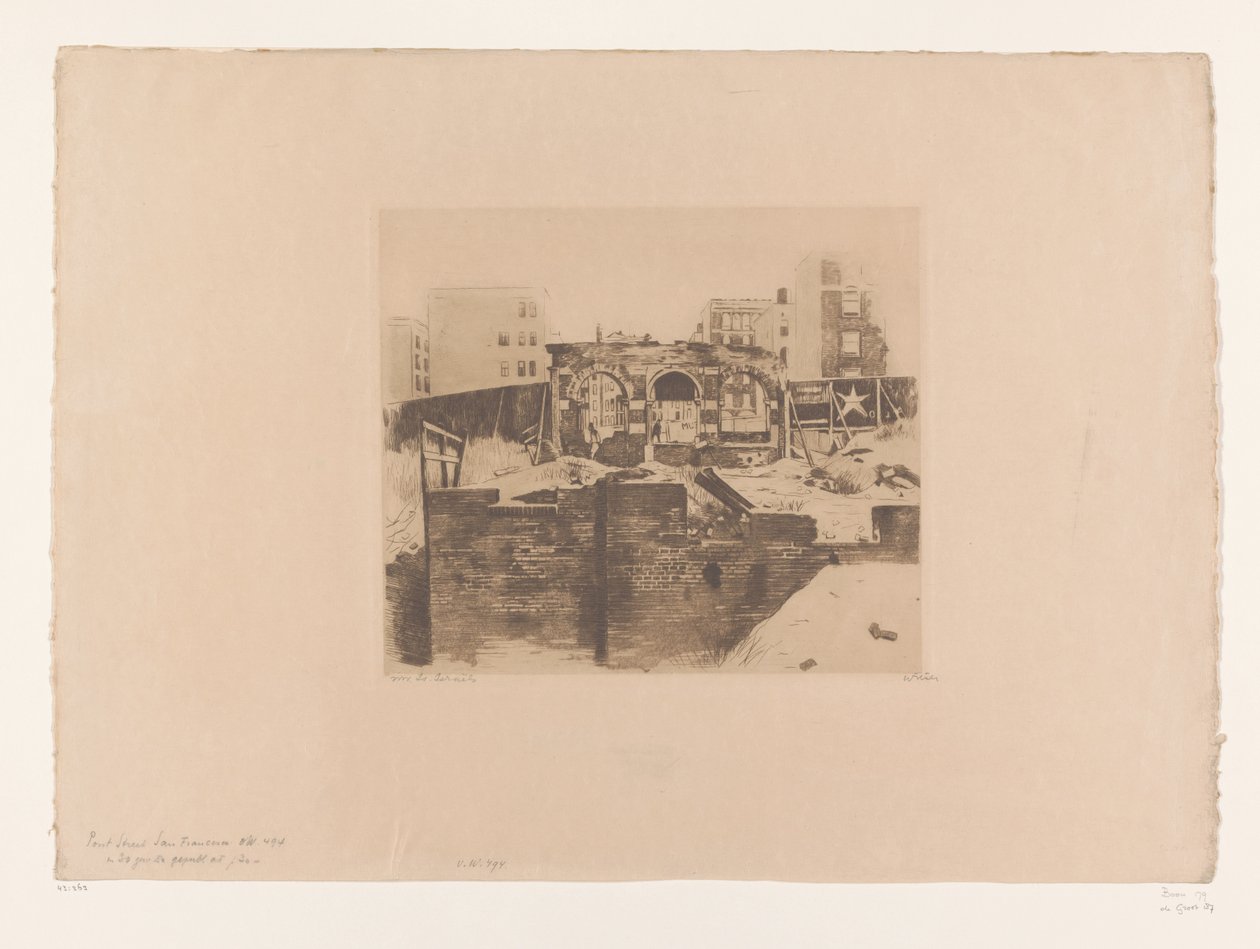 View of Ruins in Post Street, San Francisco by Willem Witsen (signed by artist)