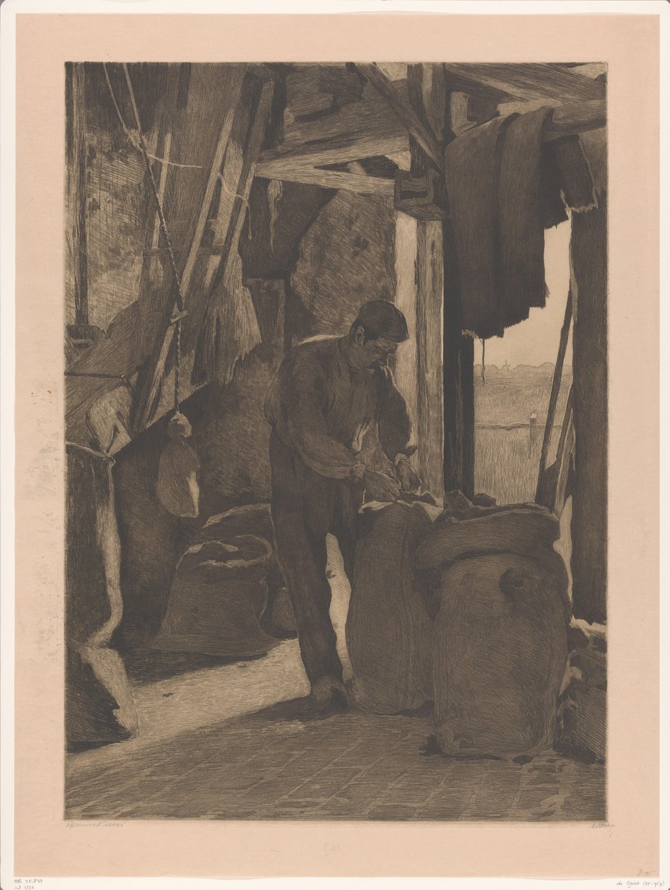 Miller in the Corn Mill of Wijk bij Duurstede Tying a Sack by Willem Witsen (signed by artist)