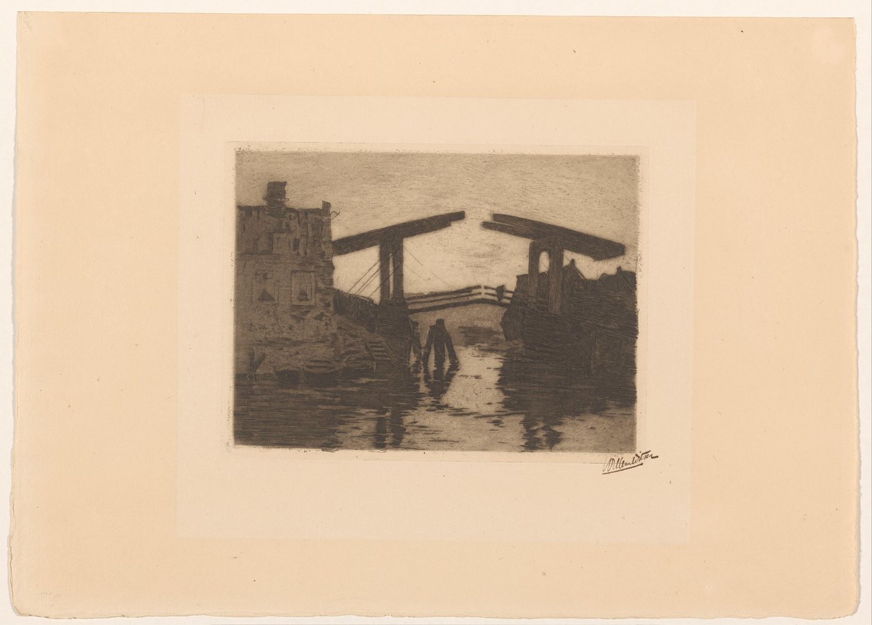 Drawbridge at the Zandhoek in Amsterdam by Willem Witsen (signed by artist)