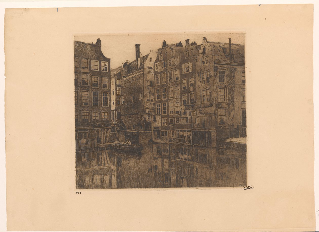 Oudezijds Voorburgwal and Oudezijds Kolk in Amsterdam by Willem Witsen (signed by artist)