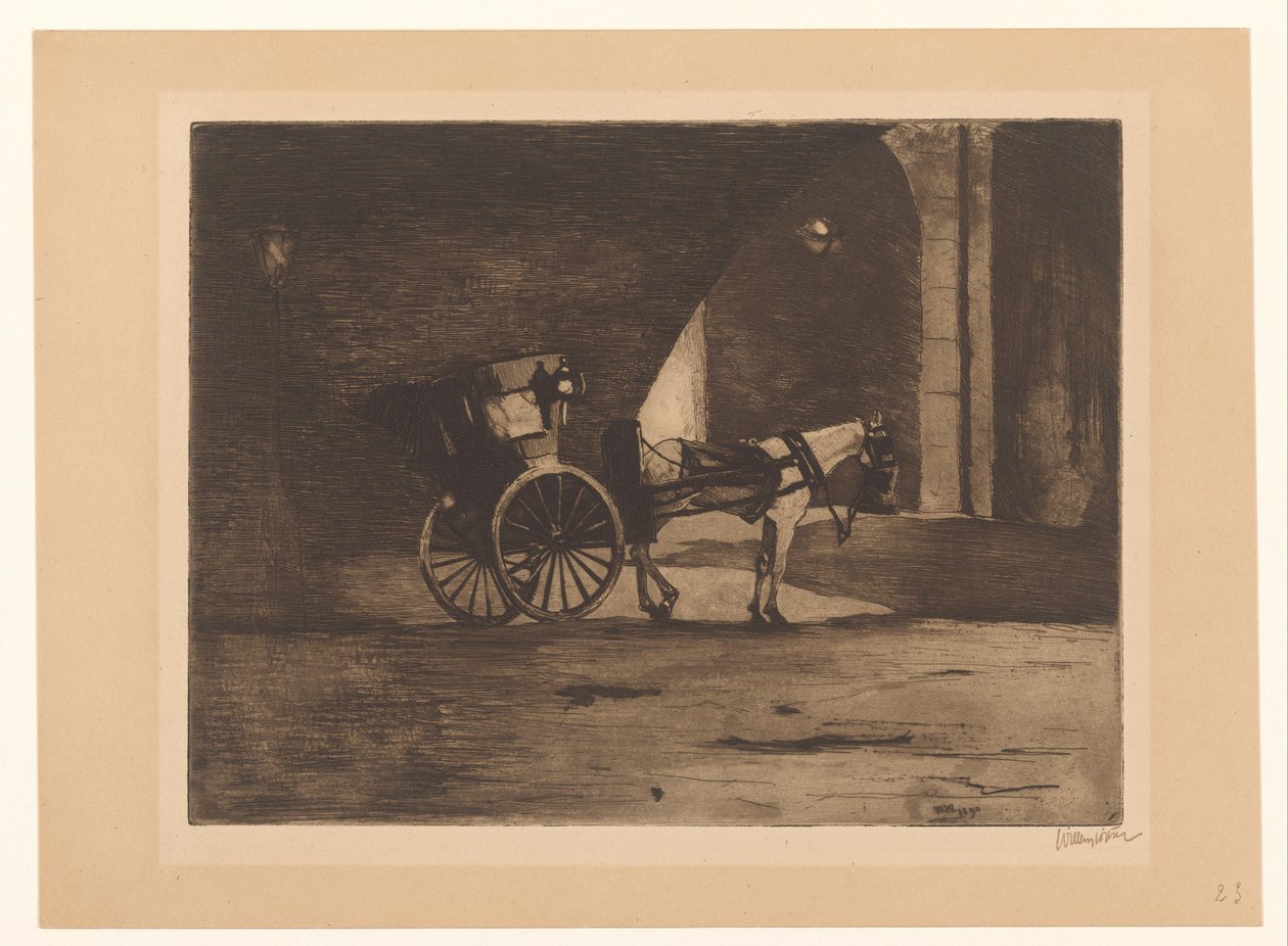 Carriage under Waterloo Bridge in London by Willem Witsen (signed by artist)