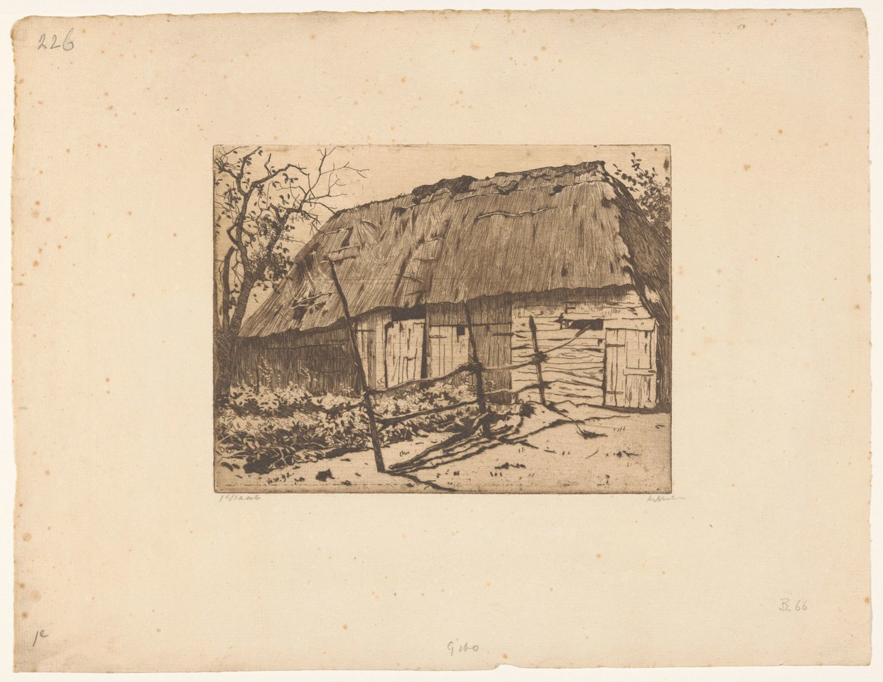 Barn with Fence in Brabant by Willem Witsen (signed by artist)