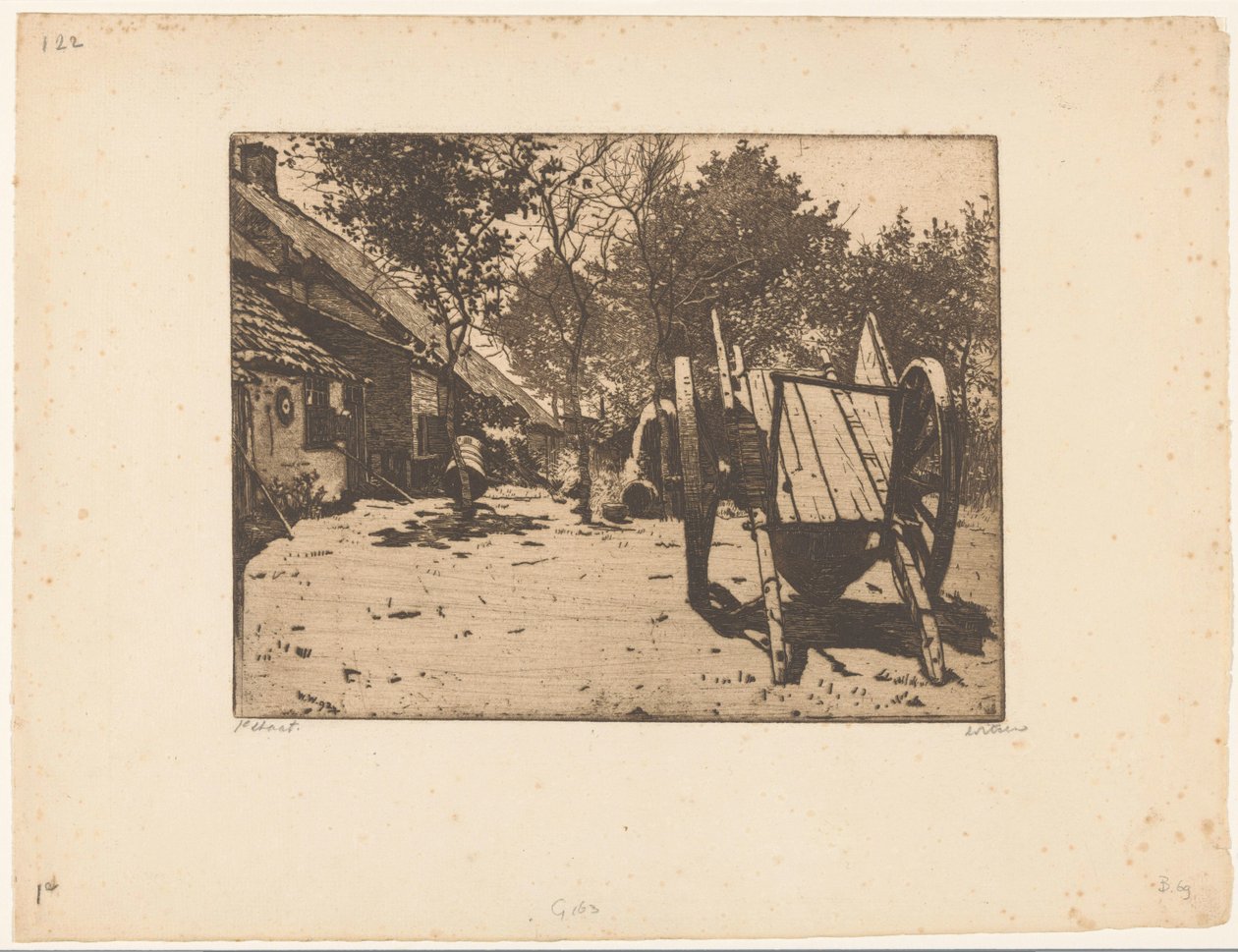 Cart on a Farmyard in Brabant by Willem Witsen (signed by artist)