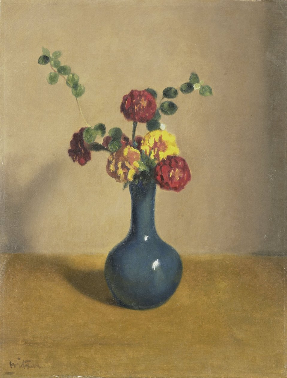 A Bouquet of Marigolds in a Blue Vase by Willem Witsen