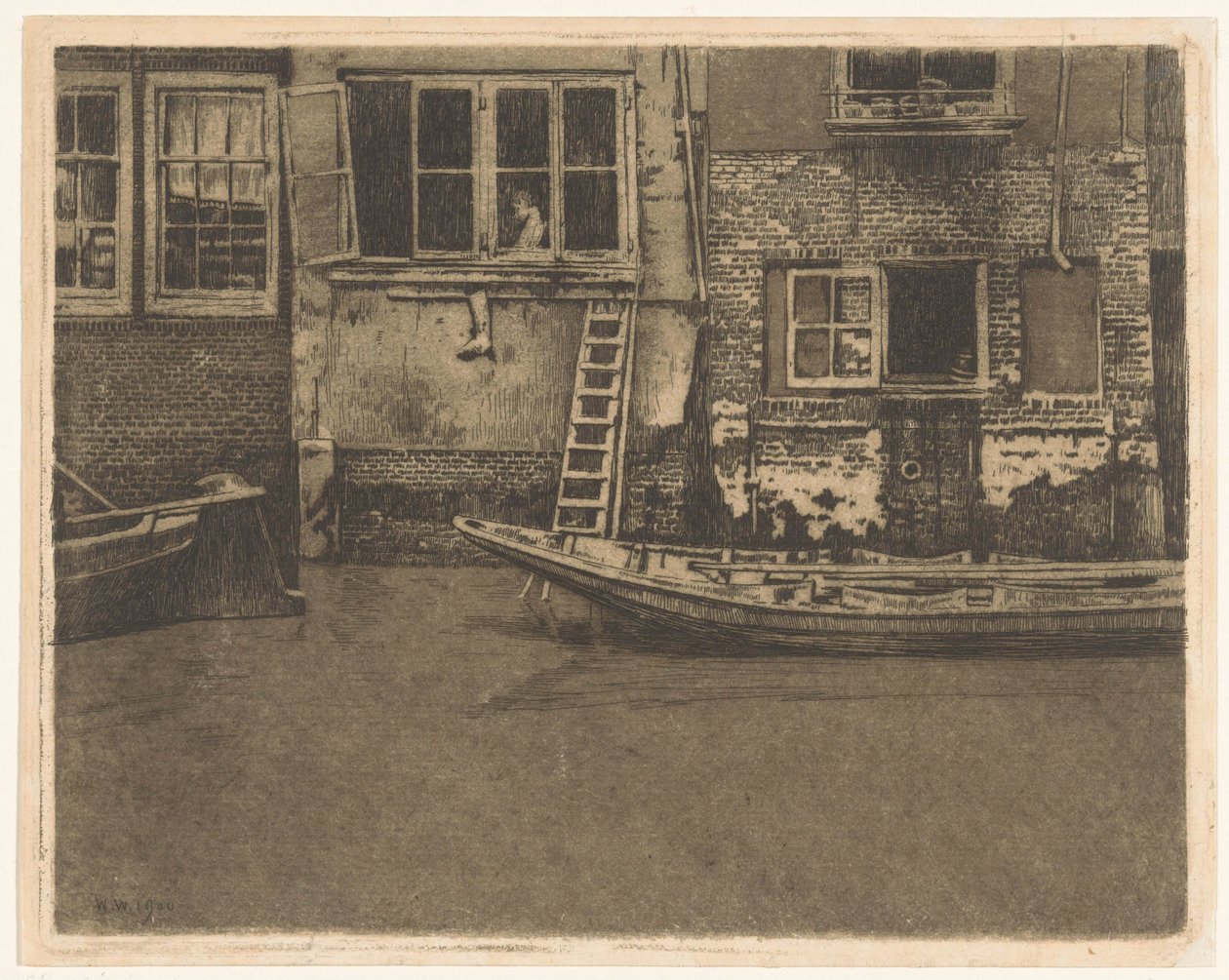 Back Facades of Voorstraat 463, 465, and 467 in Dordrecht by Willem Arnoldus Witsen