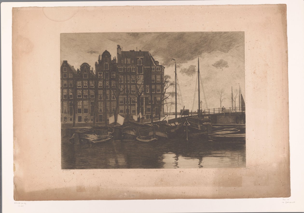Binnenkant, Amsterdam, with Flapping Laundry on the Ships by Willem Arnoldus Witsen