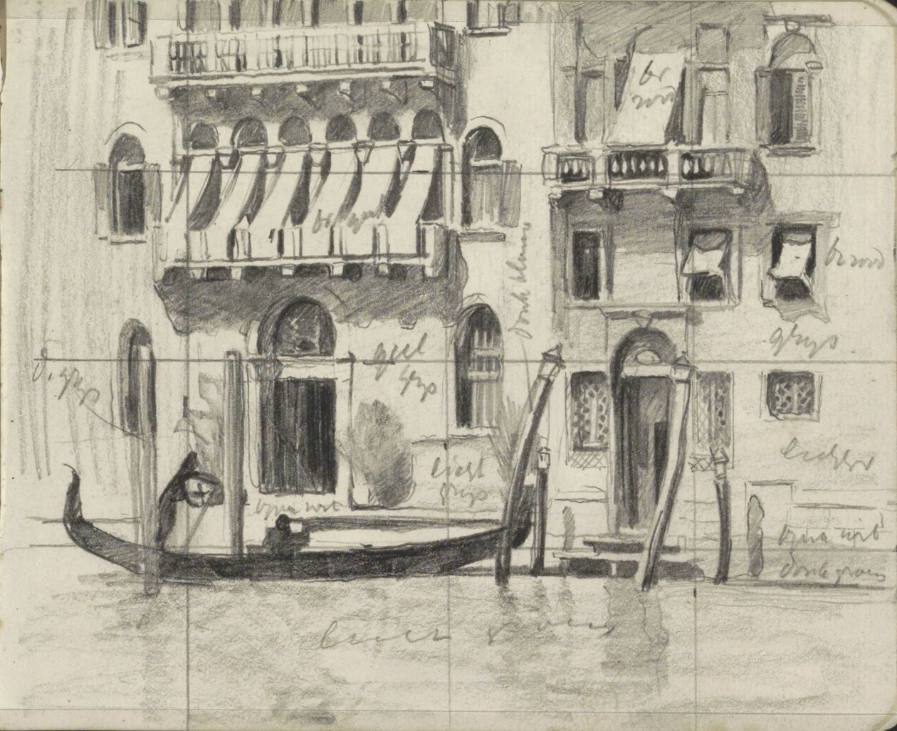 Houses with Awnings over Balconies on the Grand Canal in Venice by Willem Arnoldus Witsen