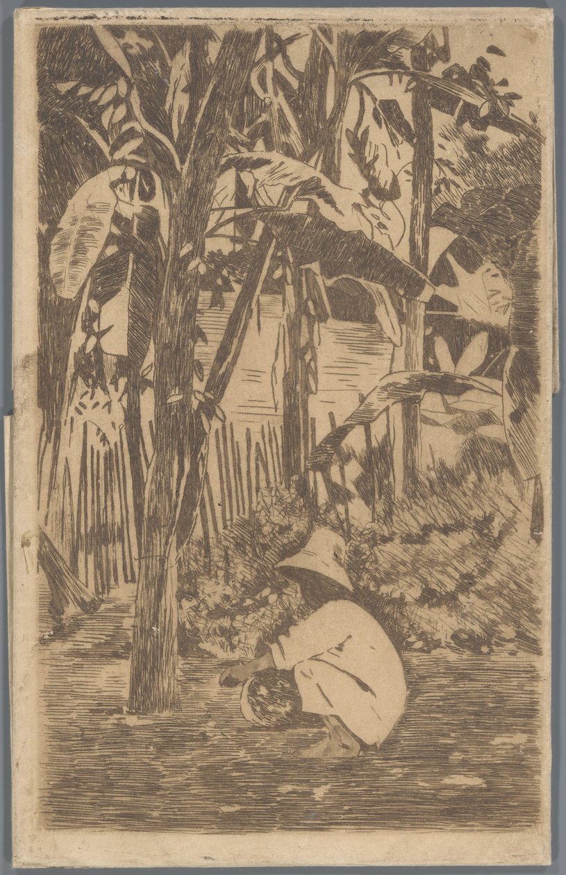 Squatting Boy in a Garden, Buitenzorg by Willem Arnoldus Witsen