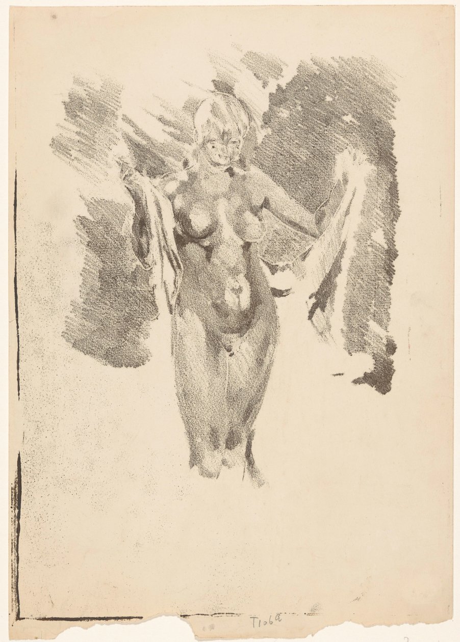 Standing Naked Woman Drying Herself by Willem Arnoldus Witsen