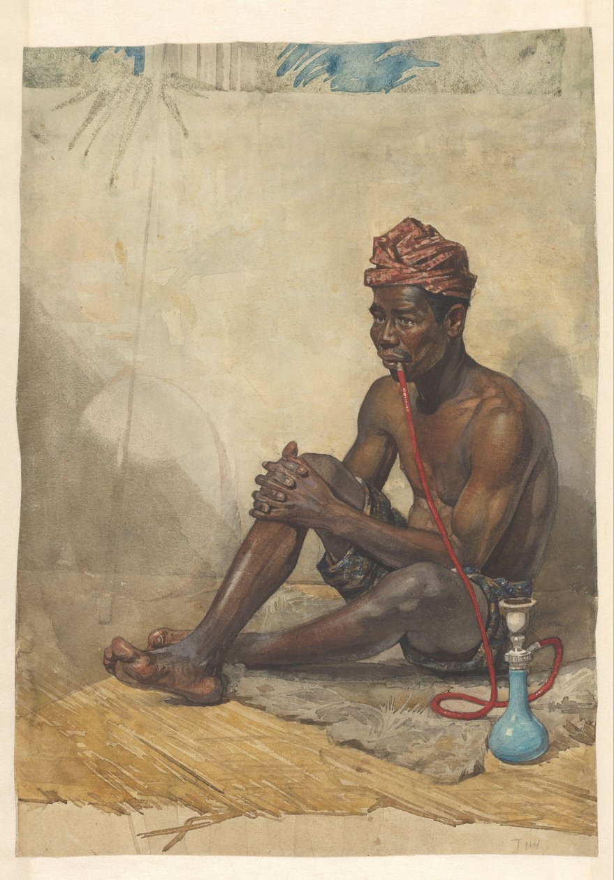 Seated Indian Man with Water Pipe by Willem Witsen