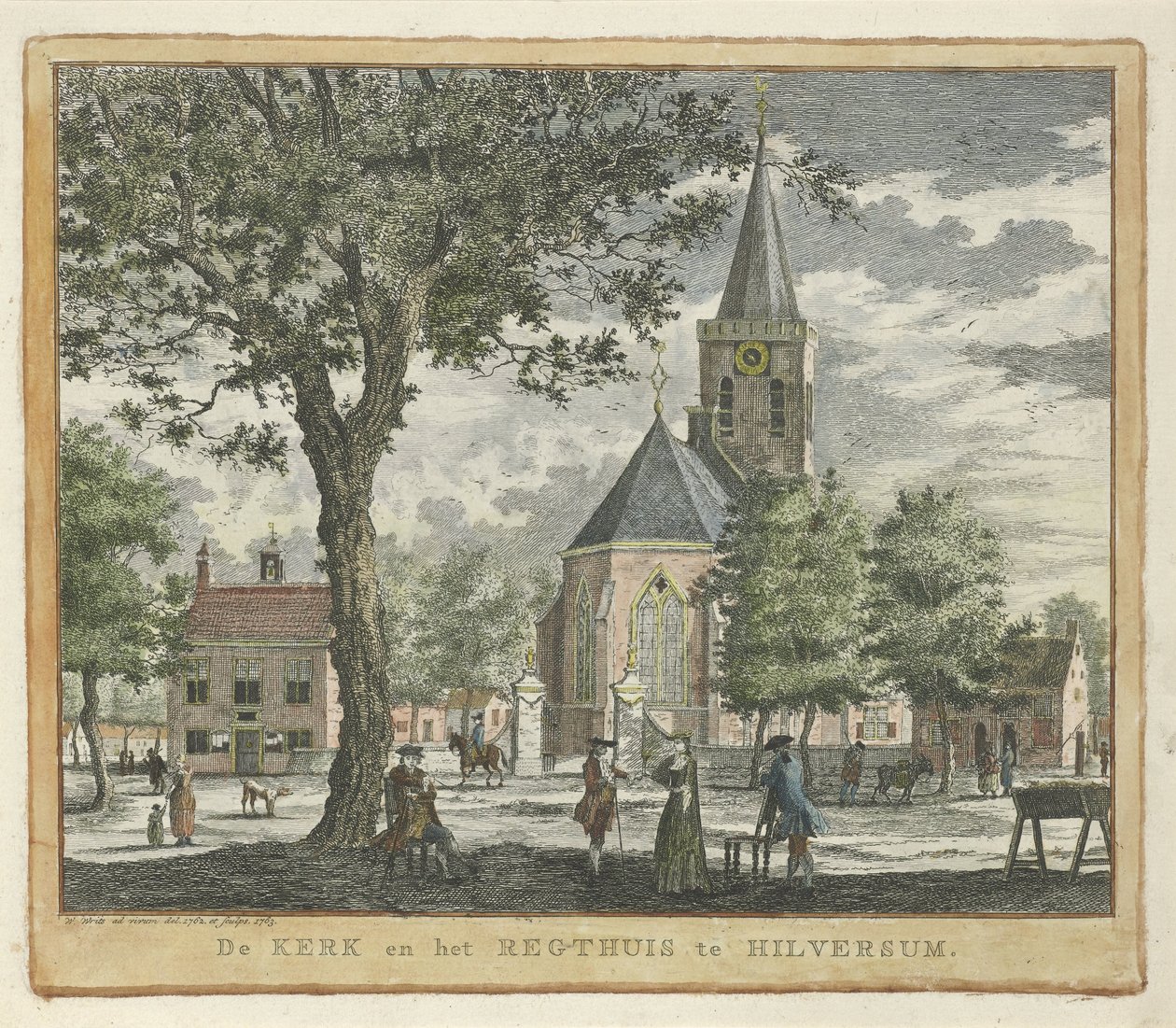 Church and Courthouse in Hilversum in 1762 (before the Fire of 1766) by Willem Writs