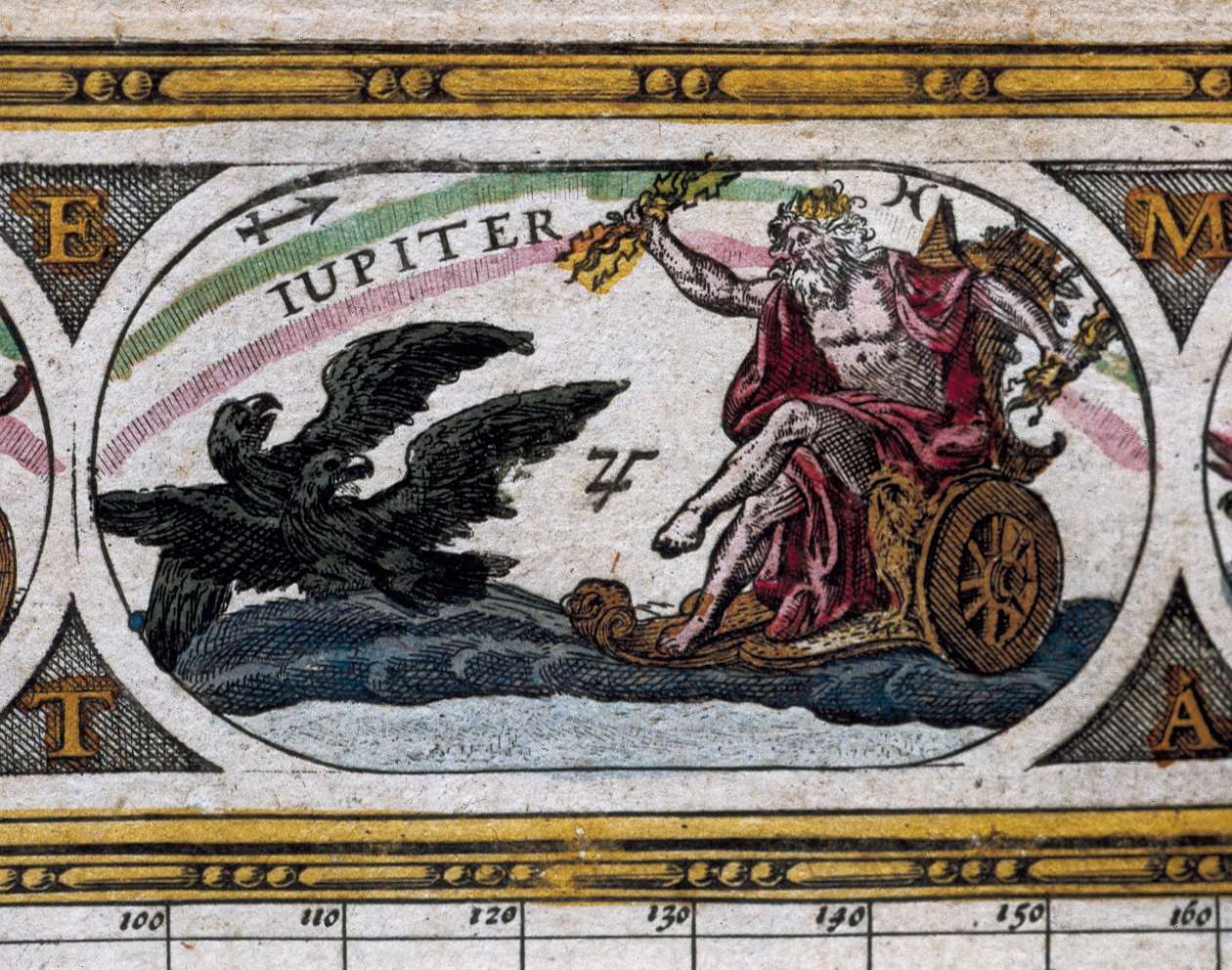 Representation of the God Jupiter fighting black eagles in his chariot (engraving) in 