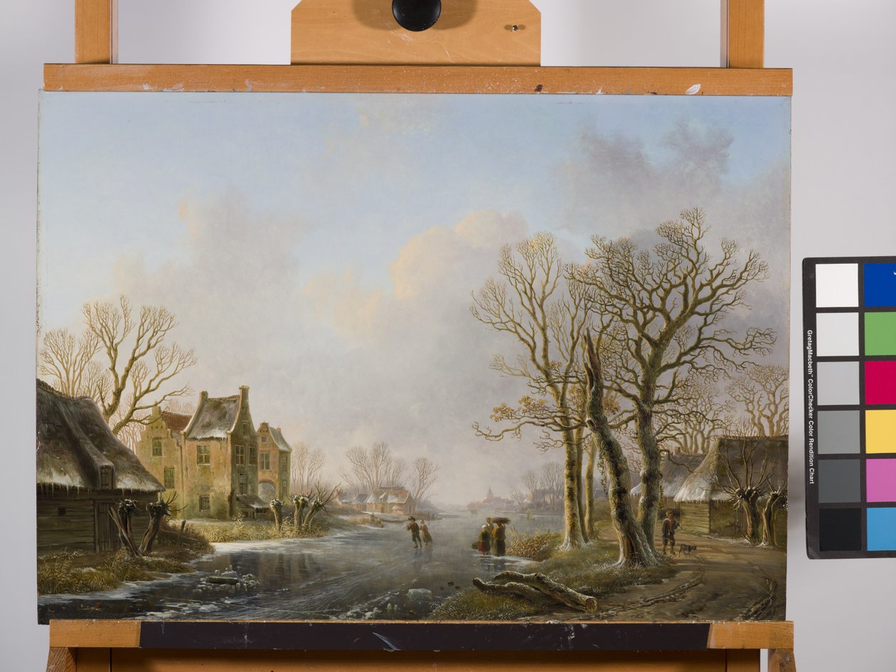 Skaters On A Frozen River, Dordrecht by Willem de Klerk