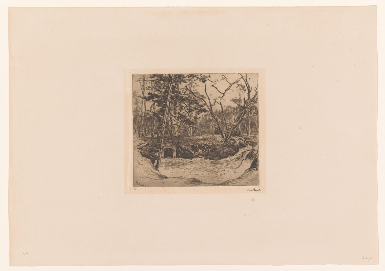 Forest with Entrance to a Shelter by Willem de Zwart (signed by artist)