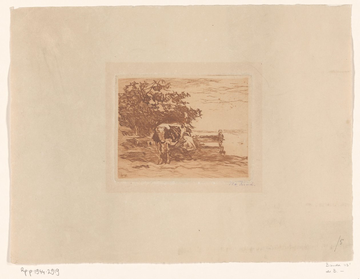 Milking Farmer by Willem de Zwart (signed by artist)