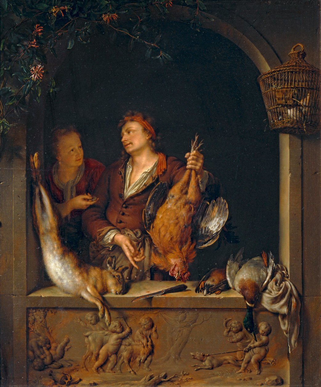The Game Merchant, also called The Roaster by Willem van (after) Mieris