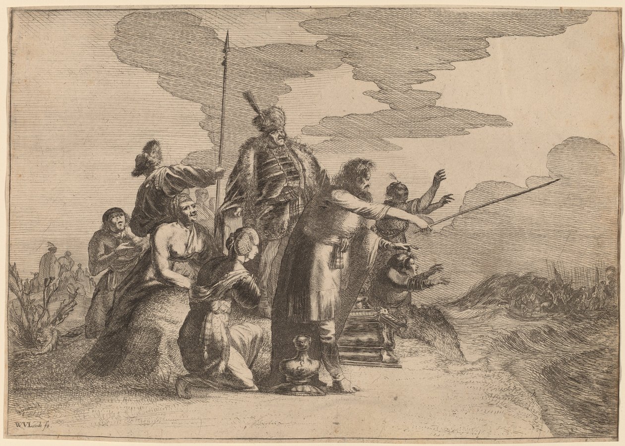 Pharaoh Perishing in the Red Sea by Willem van Lande