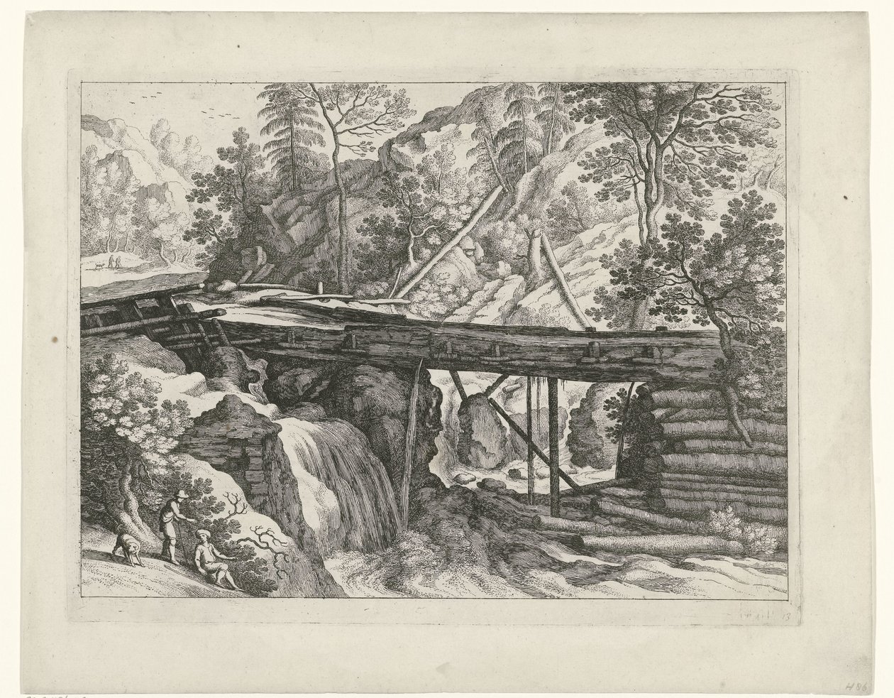 Mountain Landscape with Wooden Aqueduct by Willem van Nieulandt (II)