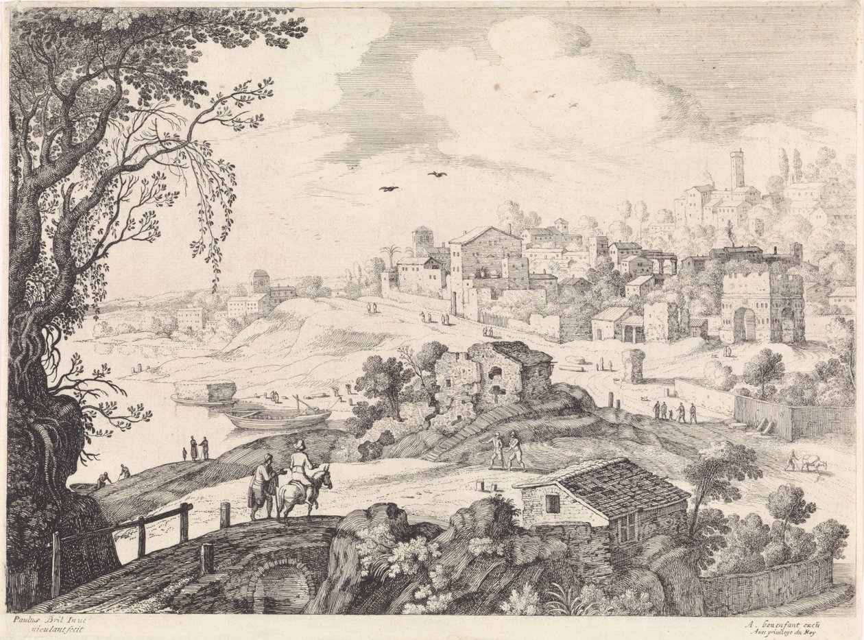Italian Landscape with a City (Italian Landscapes) by Willem van Nieulandt (II)