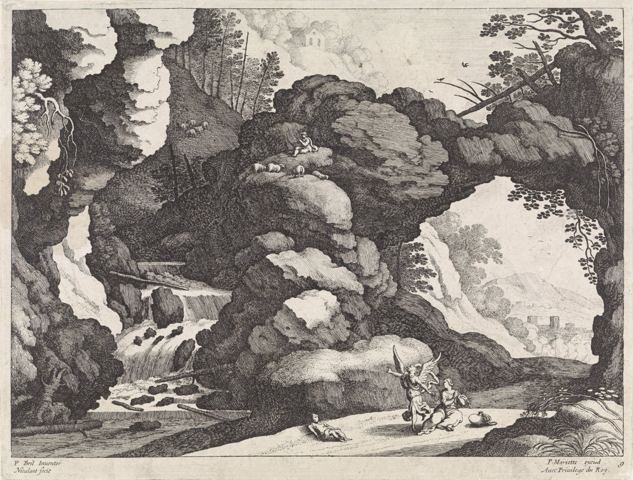 Landscape with Hagar and Ishmael (Italian Landscapes) by Willem van Nieulandt (II)