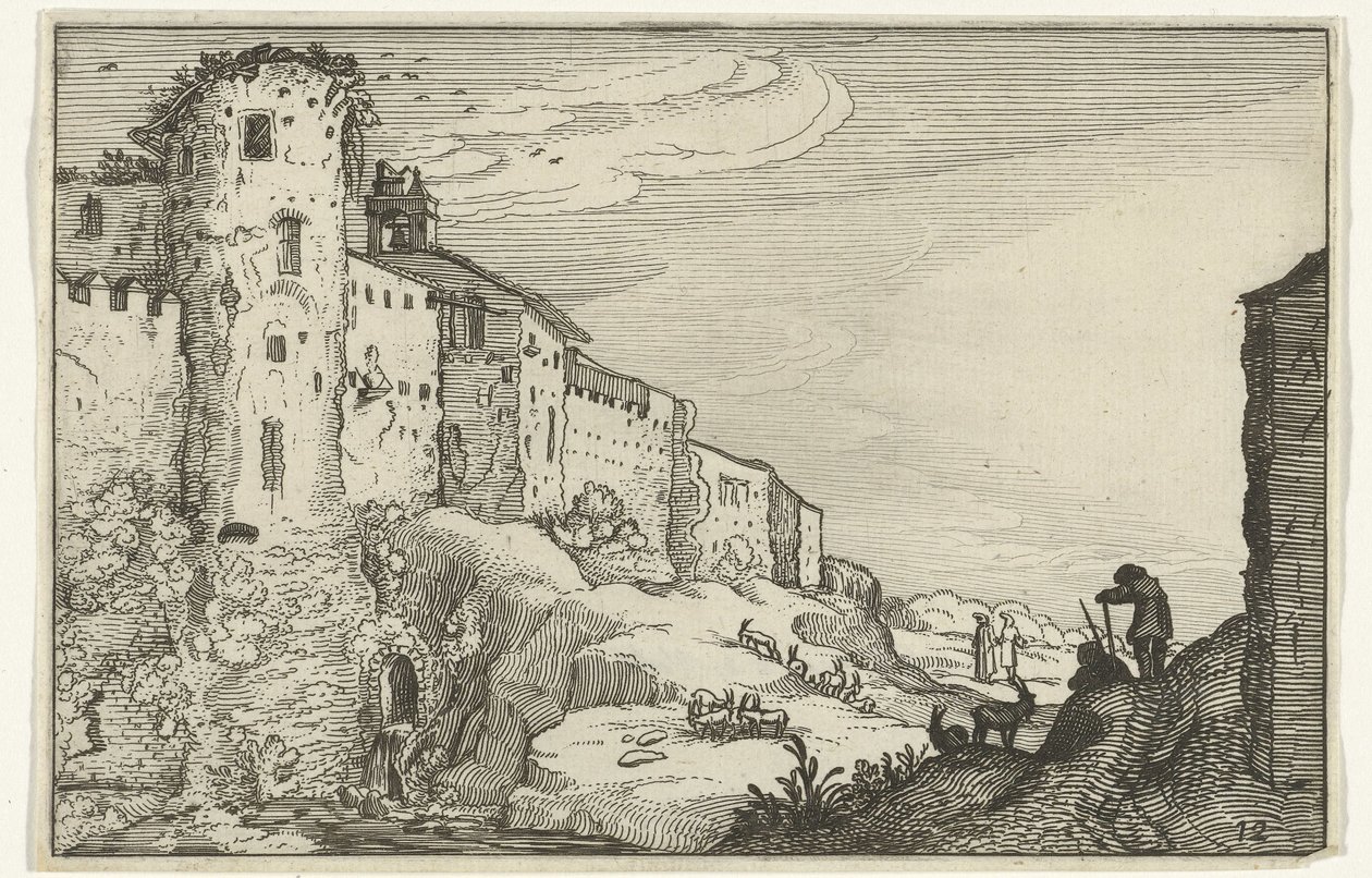 Landscape with Roman Ruin (Roman Ruins and Coastal Landscapes series) by Willem van Nieulandt (II)