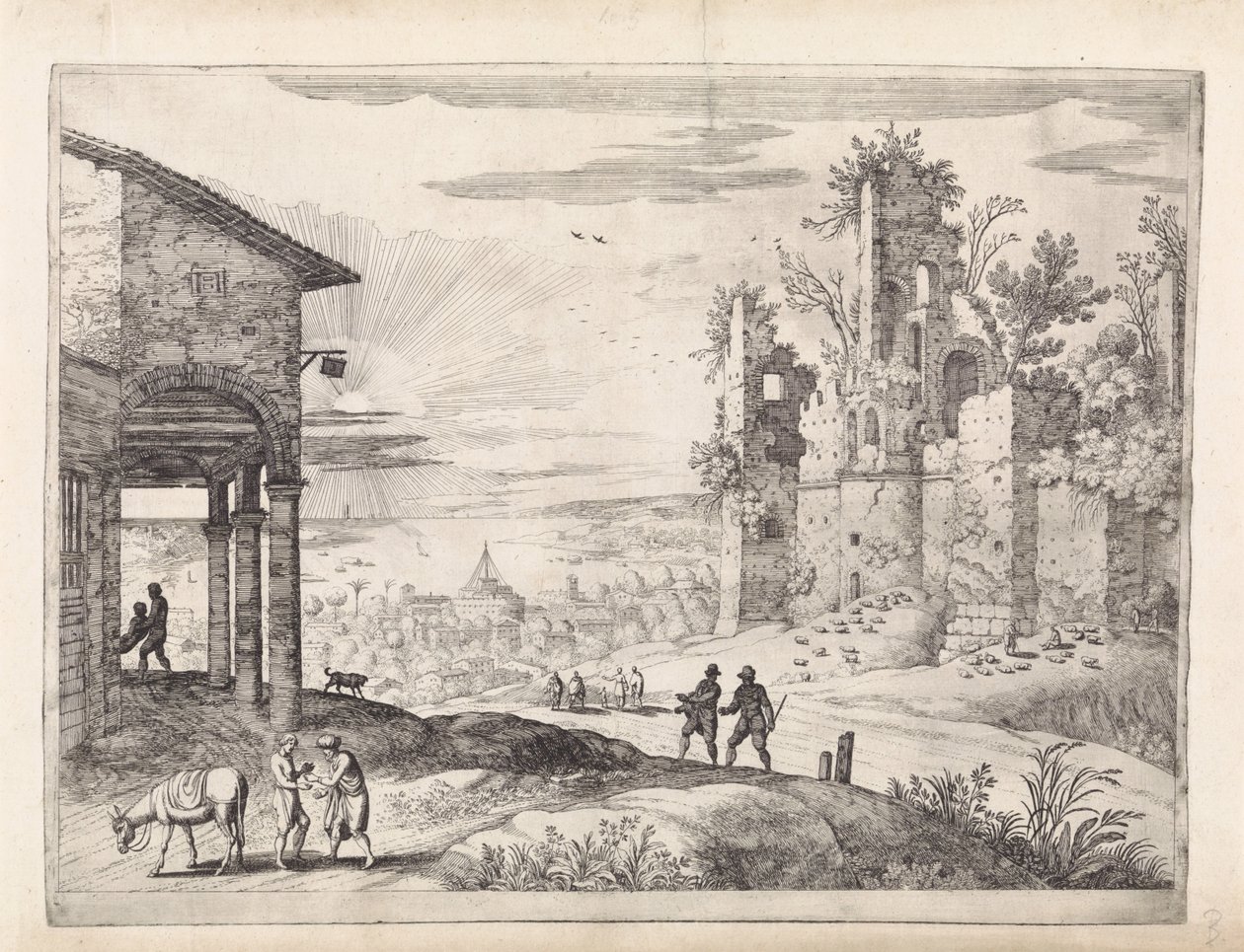 Landscape with the Good Samaritan at the Inn by Willem van Nieulandt (II)