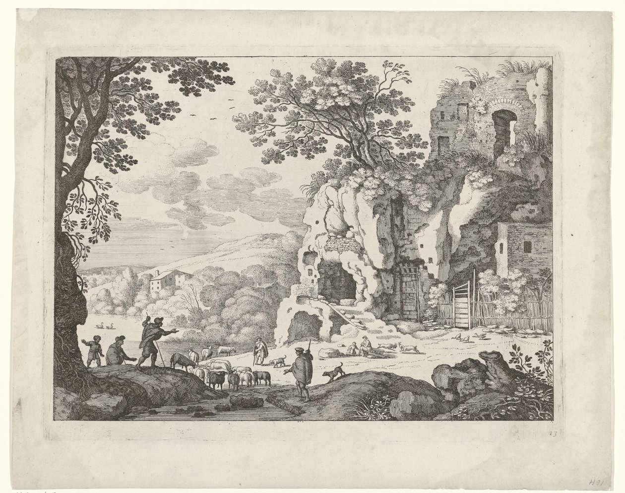 Landscape with a Ruin (Italian Landscapes) by Willem van Nieulandt (II)