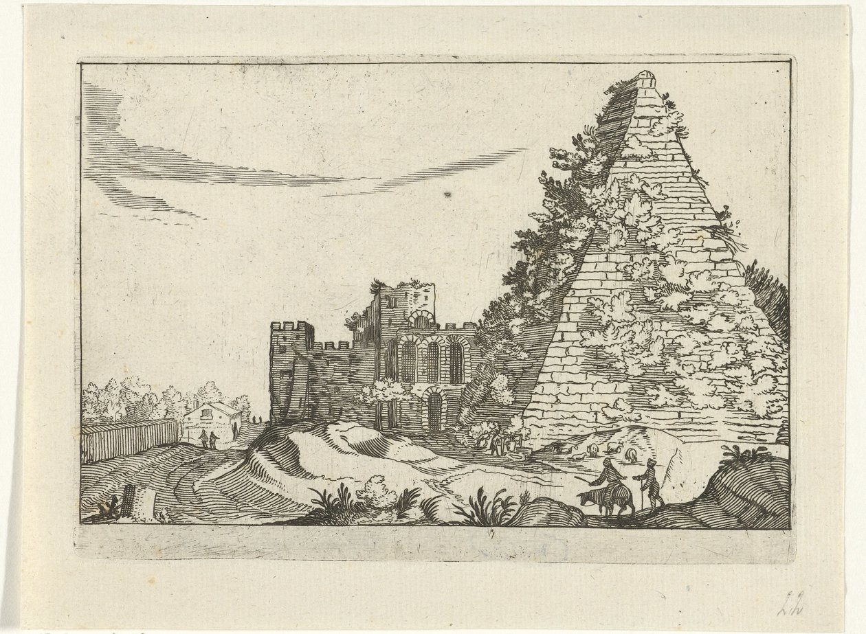 Pyramid of Gaius Cestius (Roman Ruins, Series 2) by Willem van Nieulandt (II)