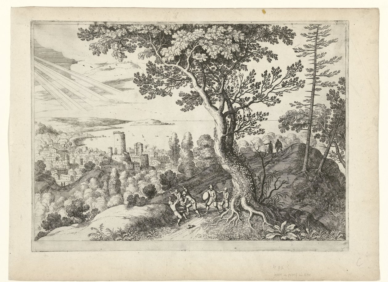 Traveler attacked by robbers (series title: Italian Landscapes) by Willem van Nieulandt (II)
