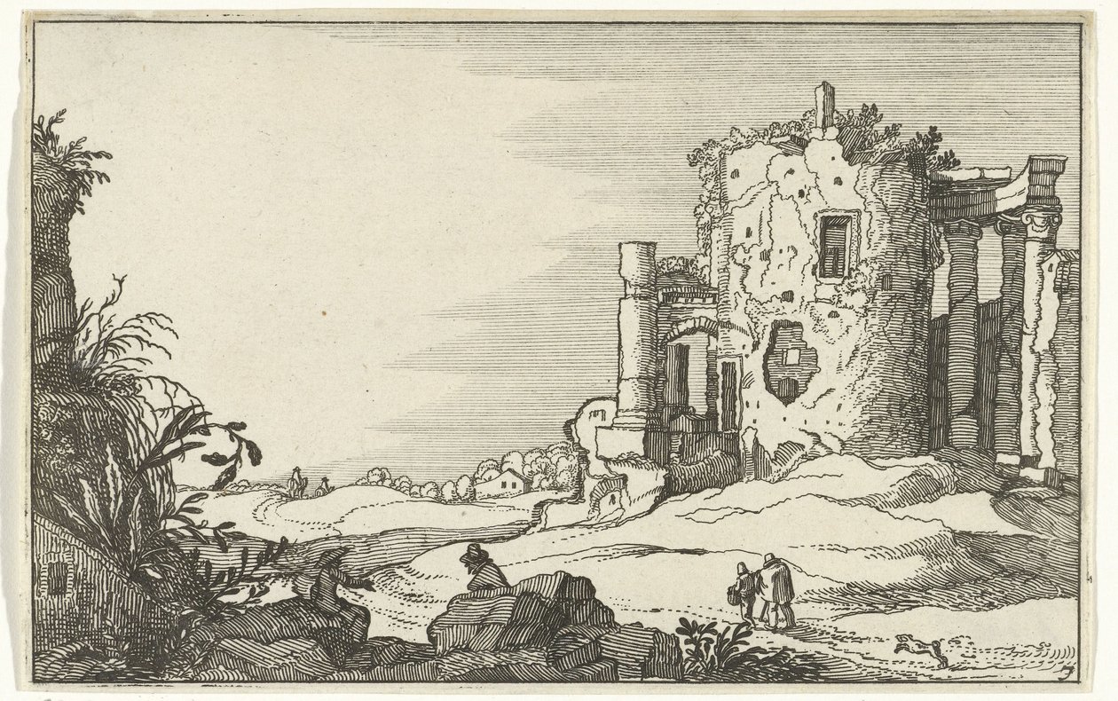 Ruins of a Temple Surrounded by Columns (Roman Ruins and Coastal Landscapes) by Willem van Nieulandt (II)
