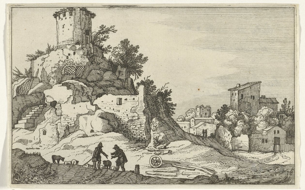 Ruins of a Tower (series title: Roman Ruins and Coastal Landscapes, Series 1) by Willem van Nieulandt (II)