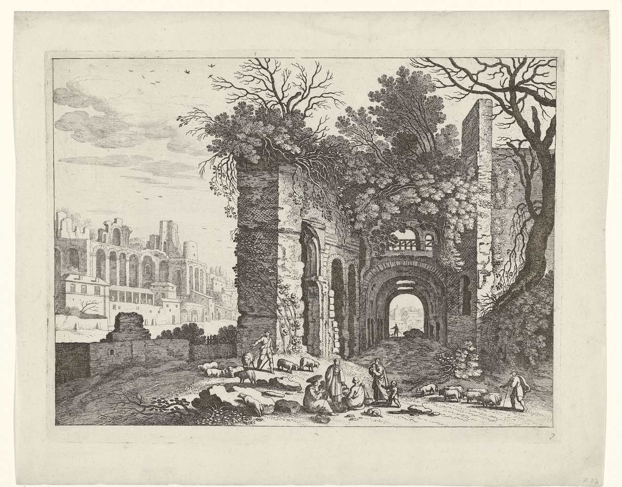 Resting Family in Front of a Ruin by Willem van Nieulandt (II)
