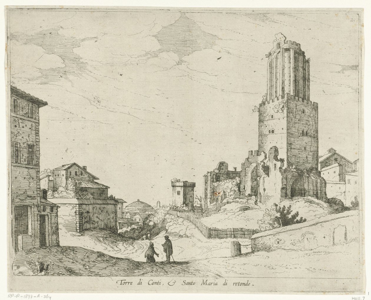 Torre delle Milizie and the Pantheon by Willem van Nieulandt (II)