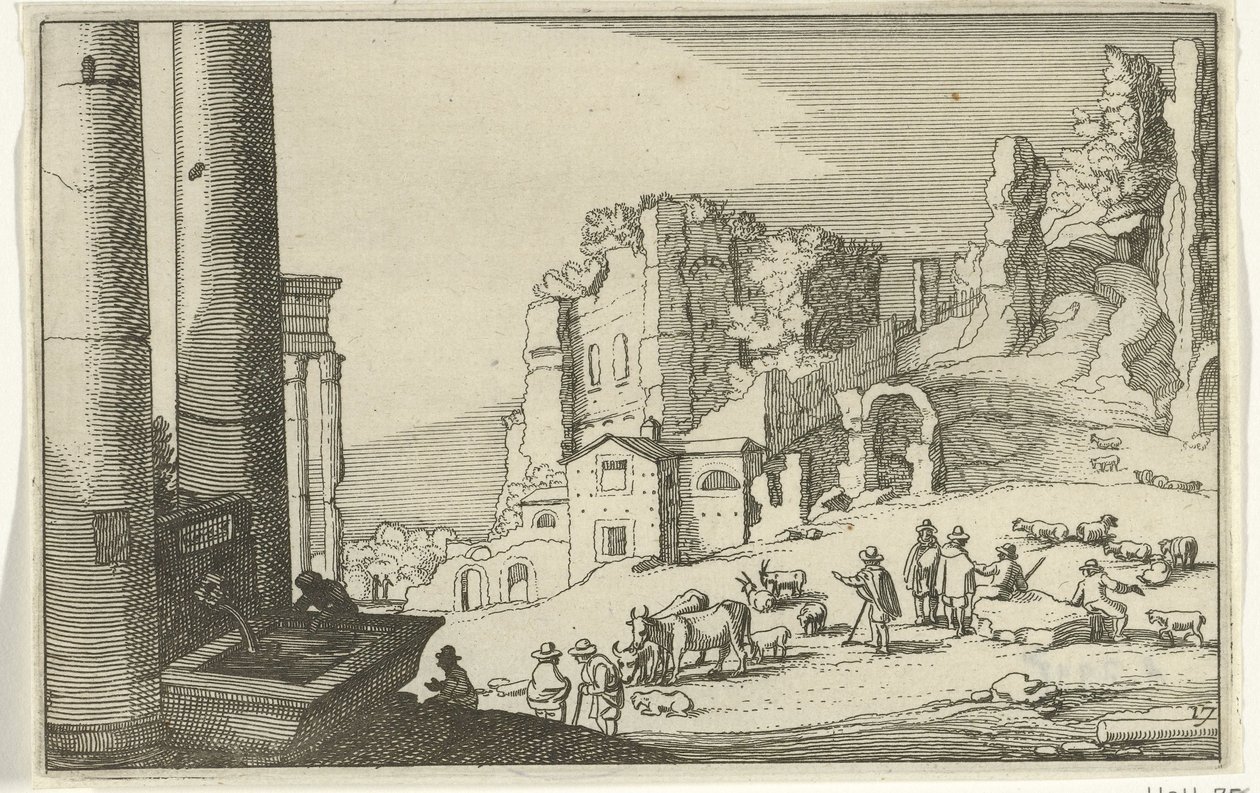 Cattle Among Roman Ruins by Willem van Nieulandt (II)