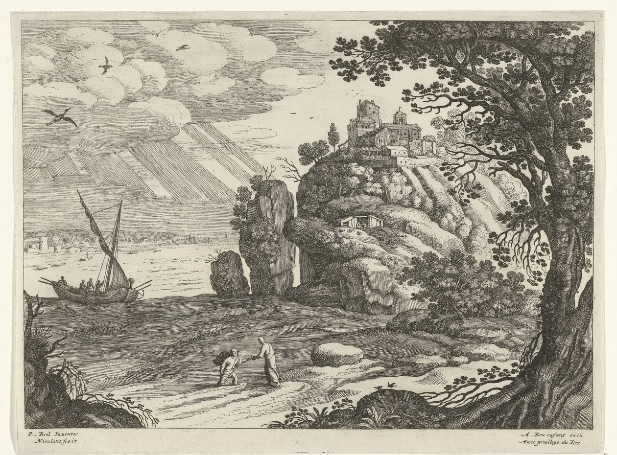 Miraculous Catch of Fish, Italian Landscapes (series title) by Willem van Nieulandt (II)