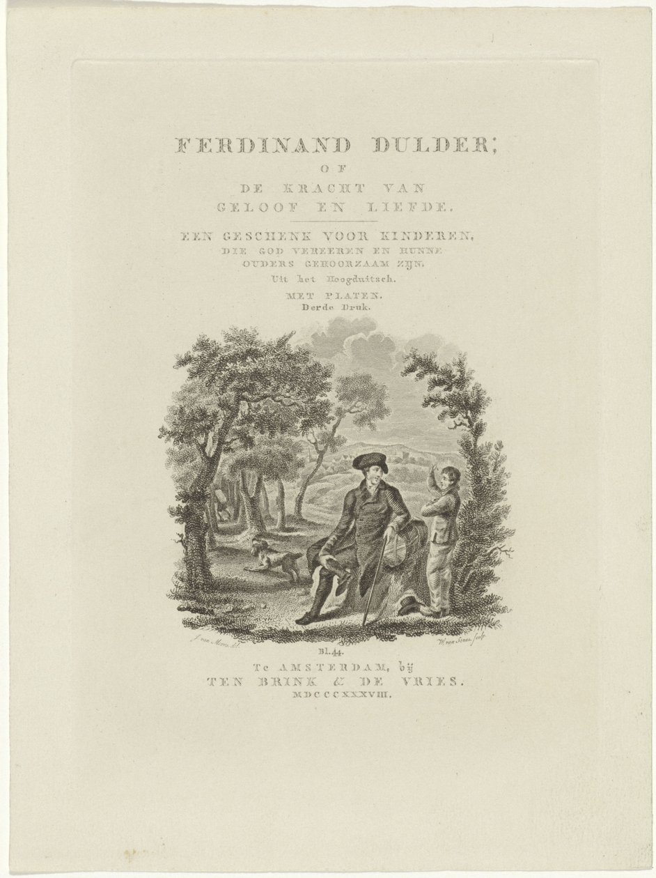 Seated Traveler and a Boy in a Landscape (Title Page for: J.G. Tobler, Ferdinand Dulder, 1838) by Willem van Senus