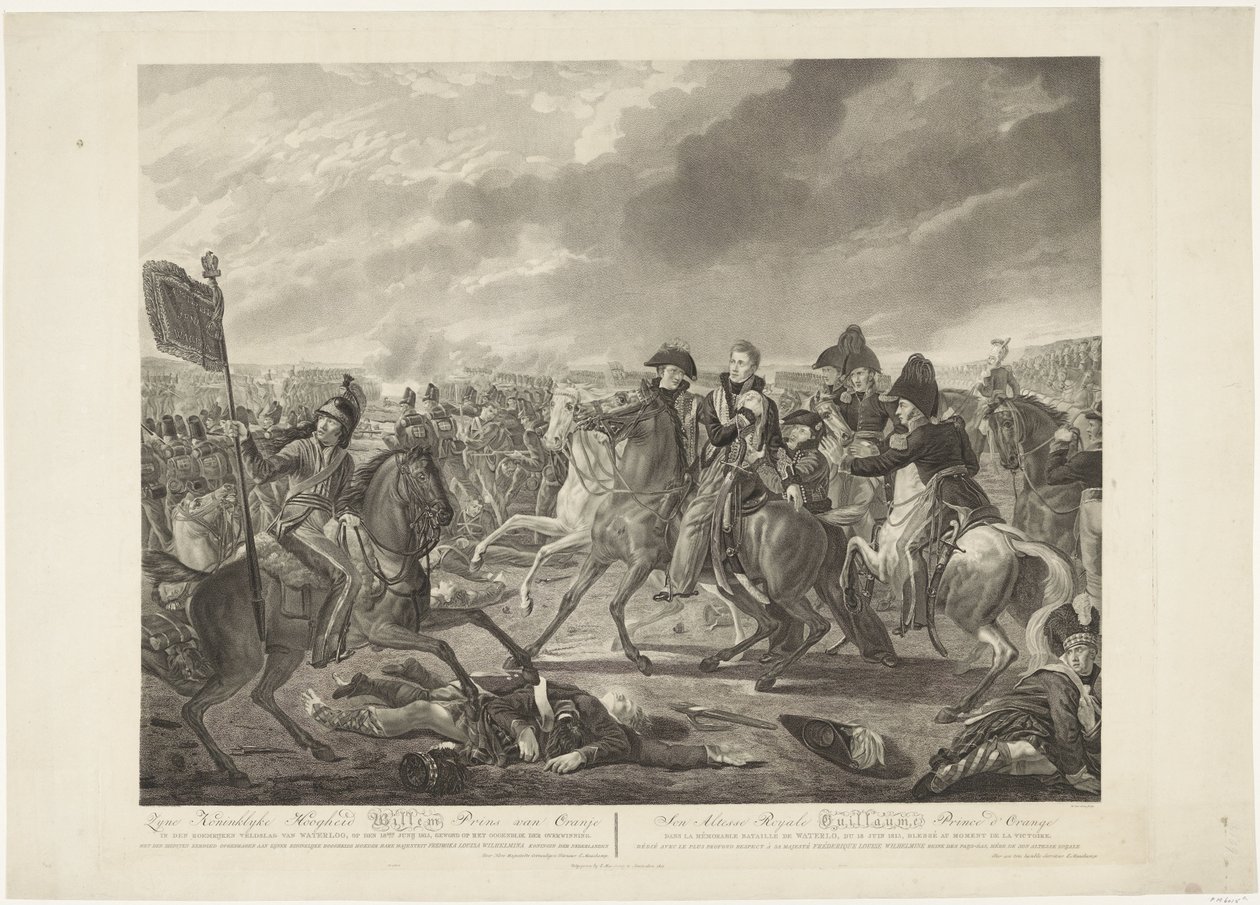 His Royal Highness William Prince of Orange in the Glorious Battle of Waterloo, June 18, 1815, Wounded at the Moment of Victory by Willem van Senus