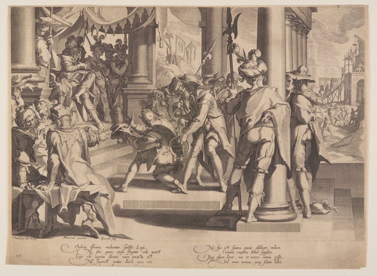 Allegory of Justice, Sanctity of Law, plate 12 from Thrones of Justice by Willem van Swanenburgh