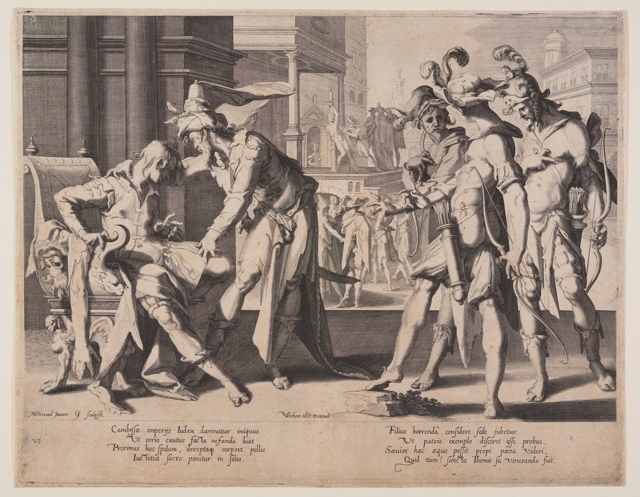 Cambyses Commanding Flaying, plate 6 from Thrones of Justice by Willem van Swanenburgh