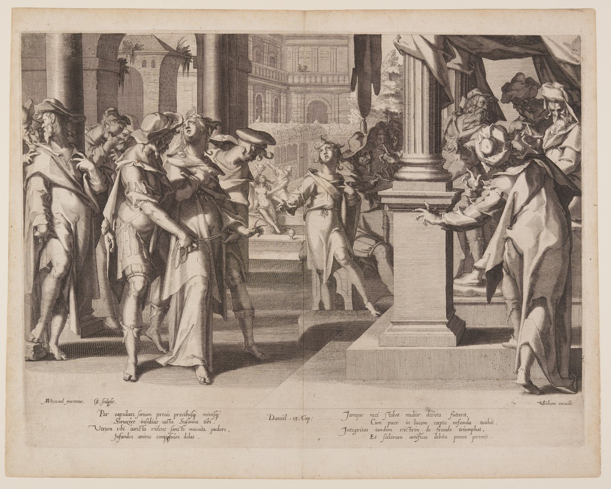 Susanna Before Daniel, plate 3 from Thrones of Justice by Willem van Swanenburgh