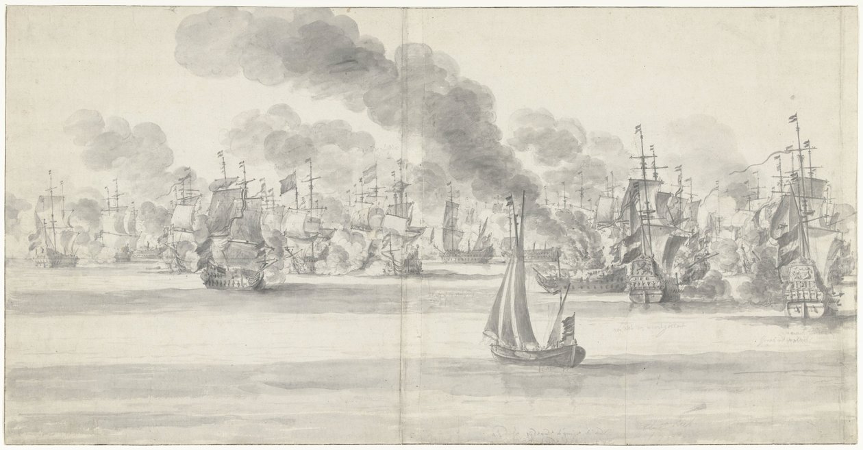 The Naval Battle off Katwijk (left panel), 1653 by Willem van de Velde (I)