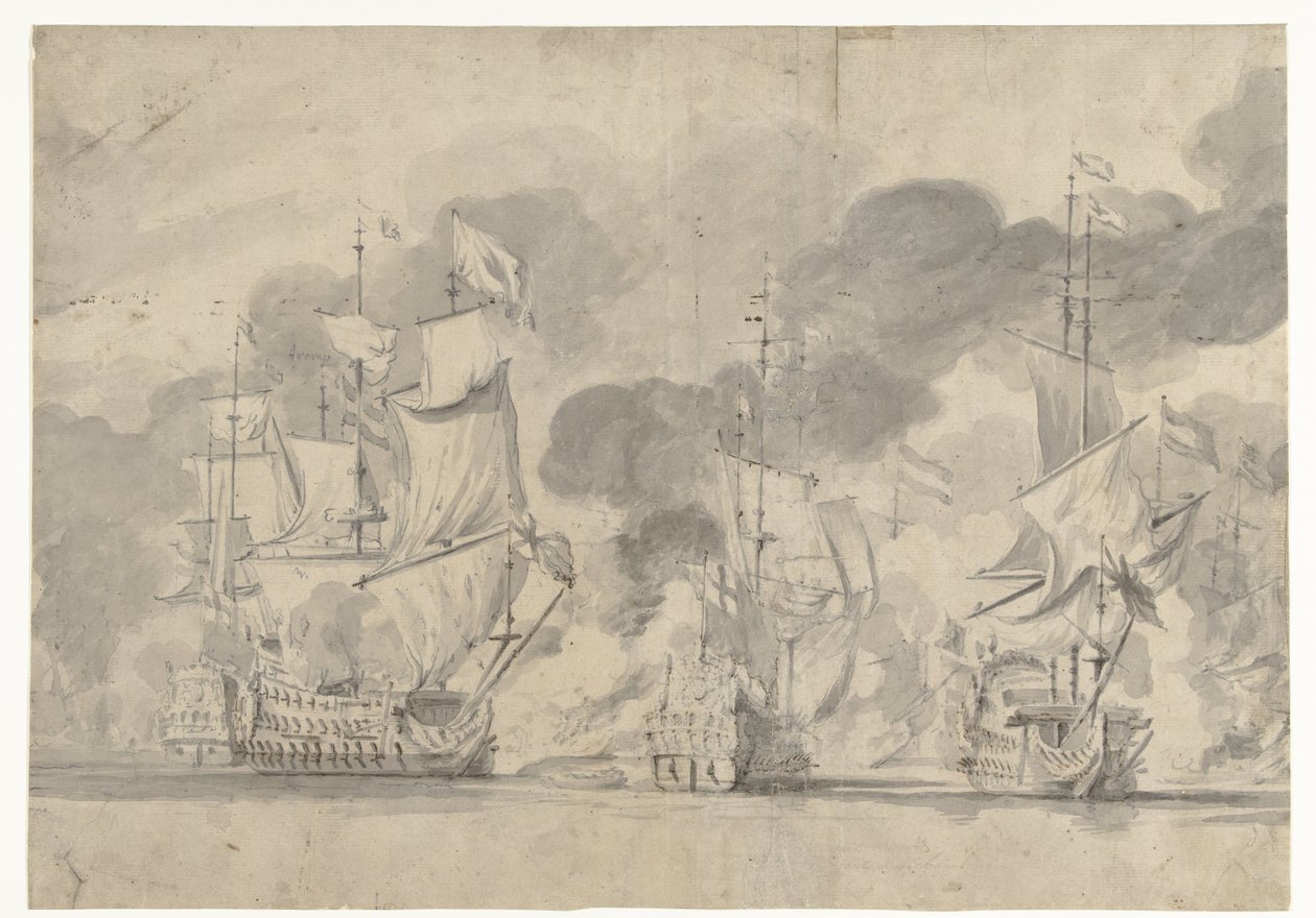 Naval Battle at Lowestoft on June 13, 1665 by Willem van de Velde (I)