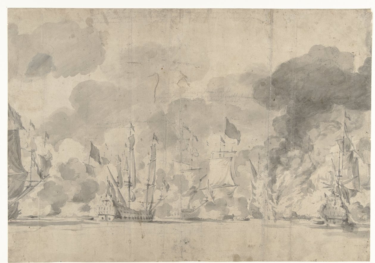 Naval Battle at Lowestoft on June 13, 1665 by Willem van de Velde (I)