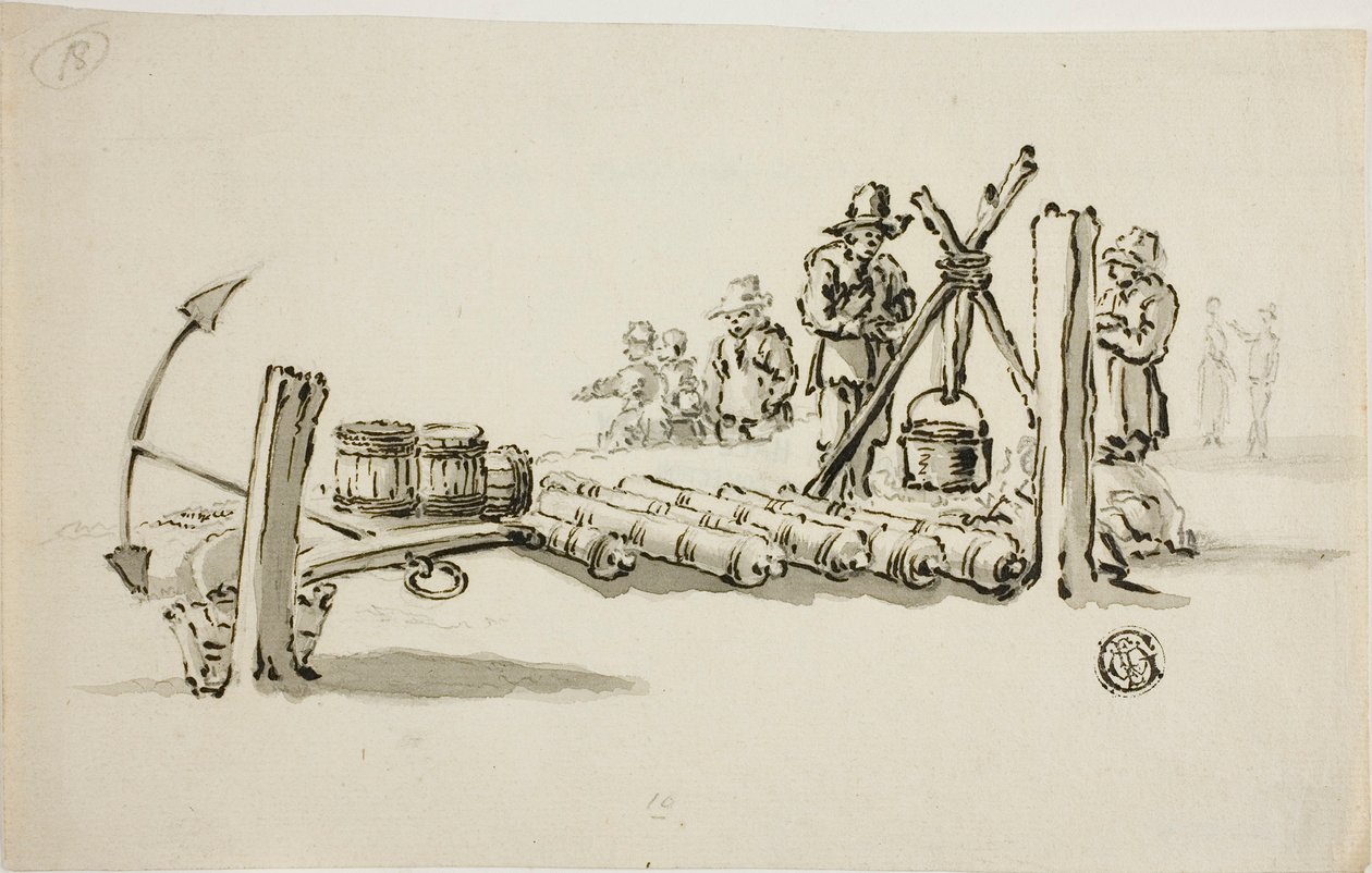 Men with Cannons, Kegs of Powder and an Anchor by Willem van de Velde I